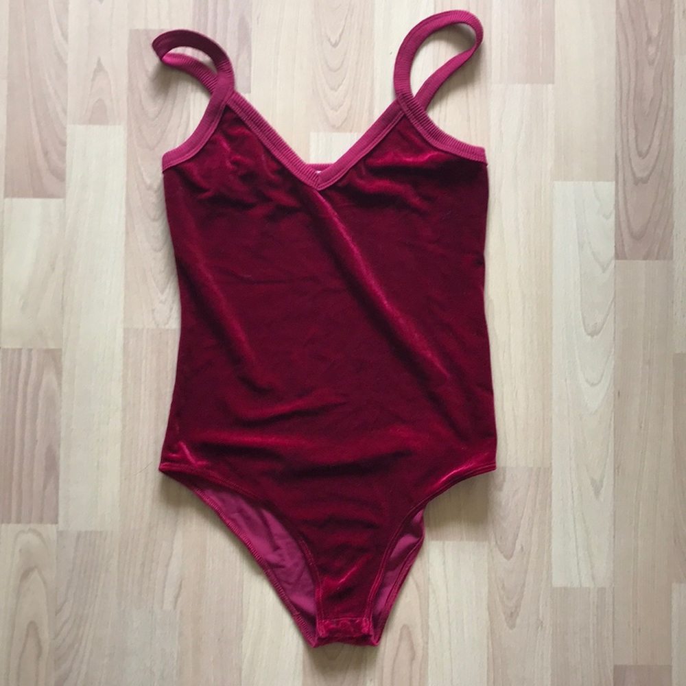 Red velvet body suit